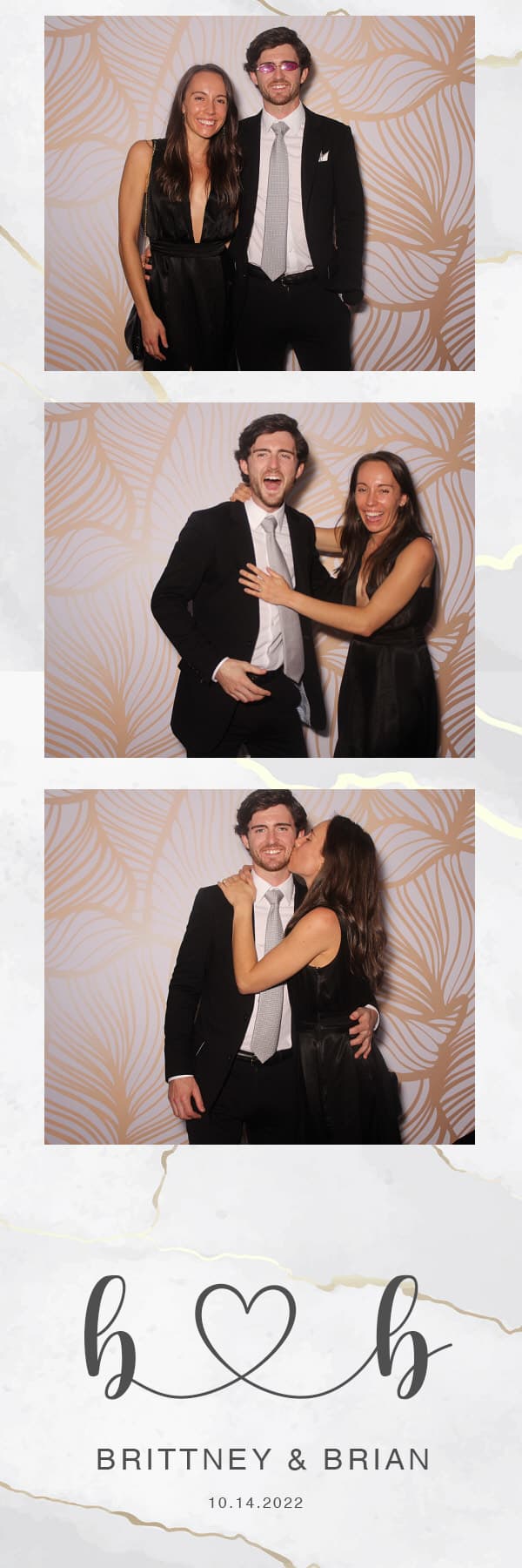 Brittney & Brian wedding photo strip with a heart monogram design.